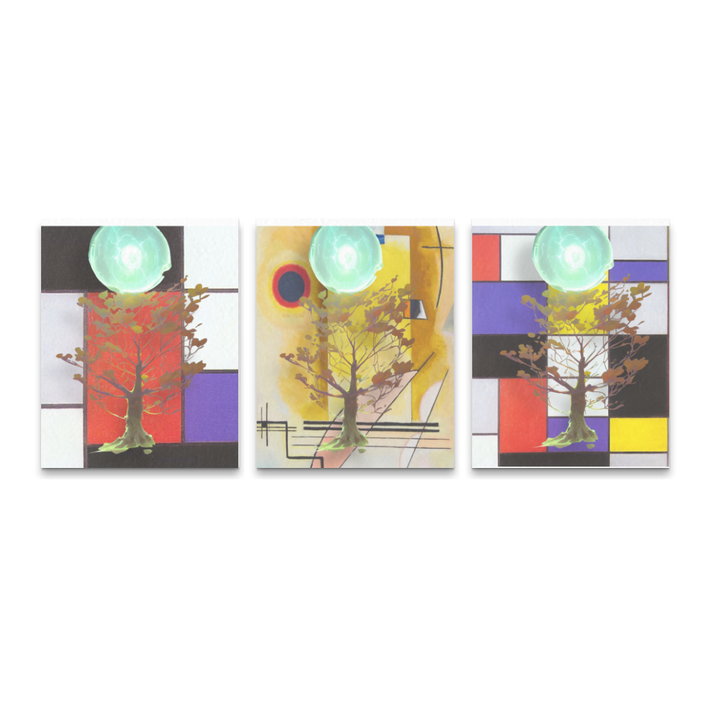 Canvas 3 Pannelli Telaio Radici di Luce – Trittico Digitale